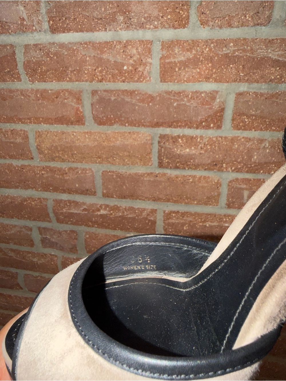 TOD'S Black and Beige Suede Peep-Toe Block Heel Sandals with Ankle Strap - Picture 8 of 8